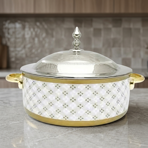 Casserole moderne de luxe en acier inoxydable, 24 cm de diamètre, avec couvercle et poignées en acier inoxydable, revêtement émaillé - Product Image 6