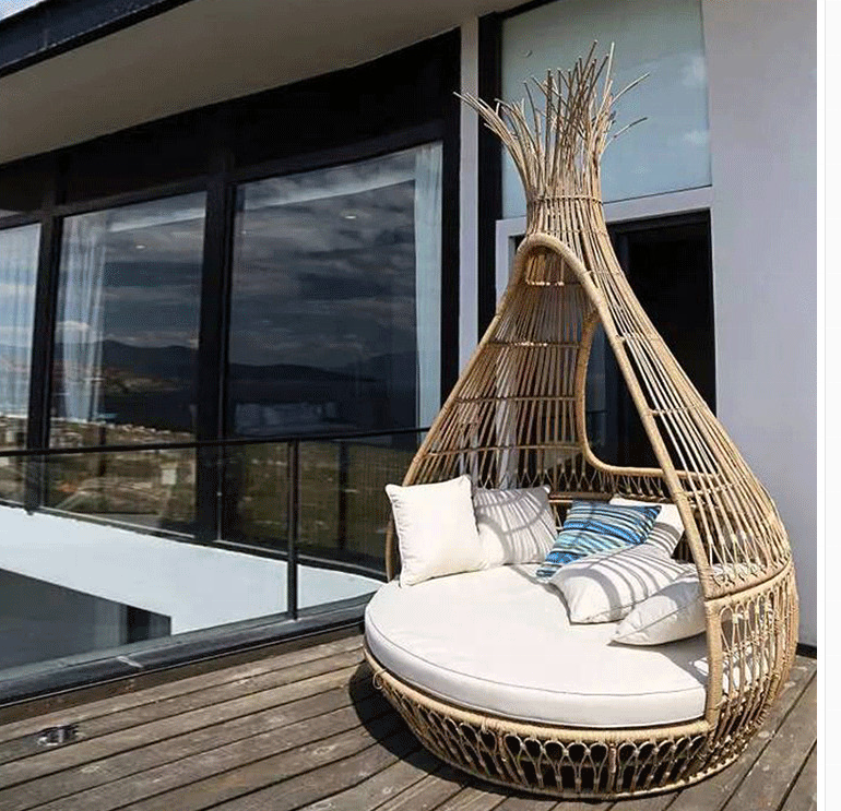 Outdoor nest bed creative bed outdoor rattan daybed  rattan leisure bed garden courtyard hotel sofa