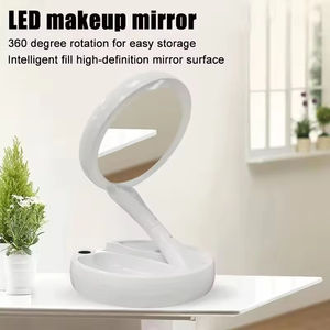 Miroir de maquillage LED double face à piles/USB, miroir de maquillage portable, lumière de maquillage avec grossissement 10x - Product Image 2