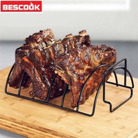 Rak berdiri baja tahan karat tidak lengket, rak untuk panggang BBQ untuk ayam, sapi, rak panggang