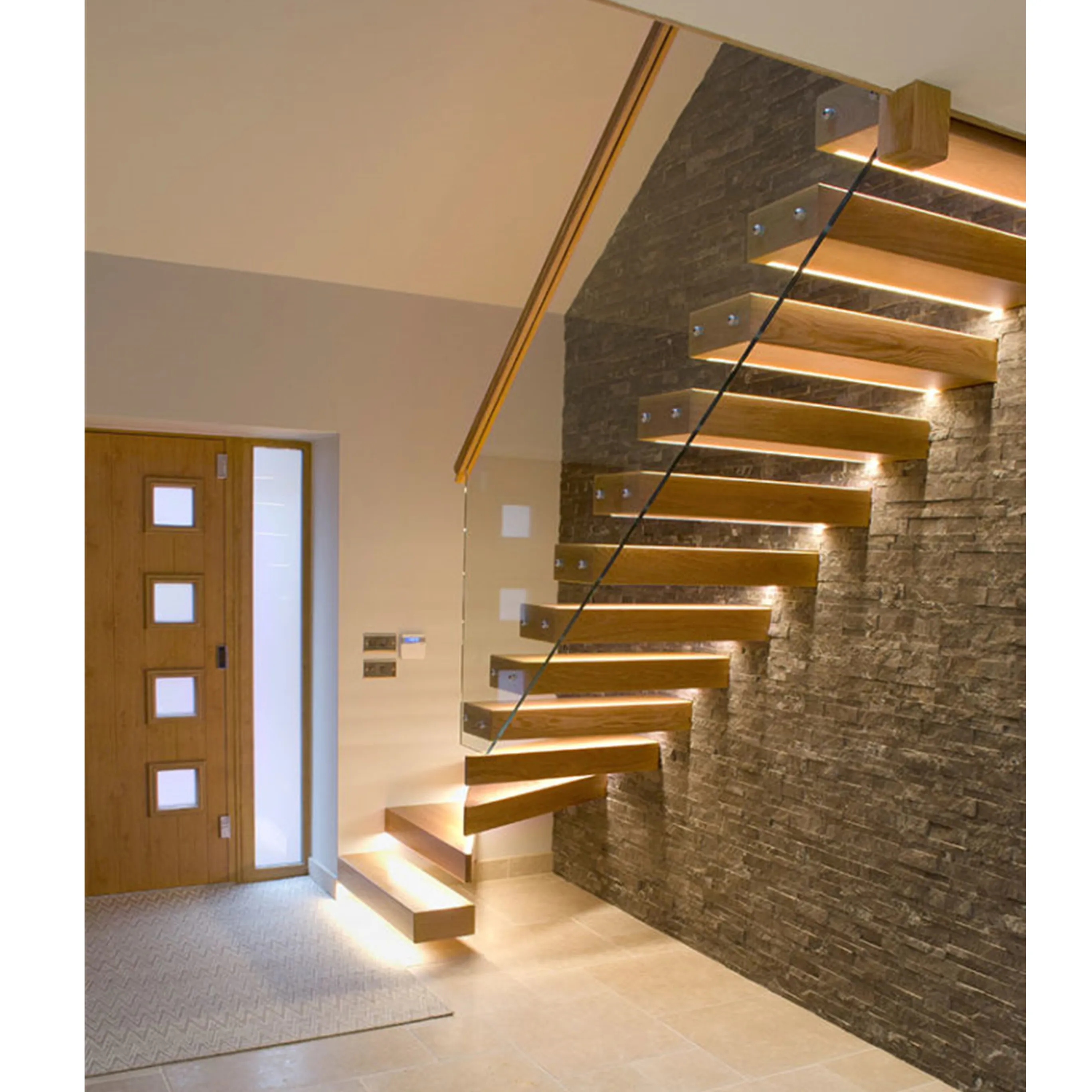 Escada padrão australiano/canadano, escada moderna para interior com andares de madeira