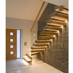 Avustralya/kanada standart merdiven modern iç merdiven ahşap merdiven ile kapalı merdiven