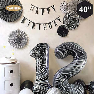 بالونات رقائقية سوداء كبيرة الحجم من ياتشن مقاس 40 بوصة، بالونات هيليوم عملاقة على شكل أرقام لتزيين حفلات أعياد الميلاد ورأس السنة الجديدة للأولاد والبنات - Product Image 3