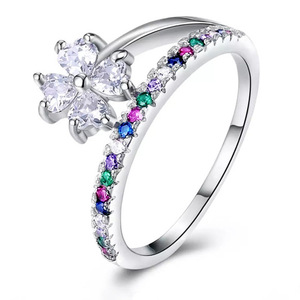 Anello con zirconi colorati in stile giapponese coreano, regalo di gioielli eleganti e alla moda per le donne - Product Image 1