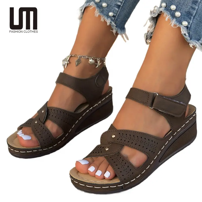 Liu Ming Popular Fashion Wholesale 2024 Summer Women Casual Soft Bottom Wedge Heels Elegant Shoes Platform Sandals
