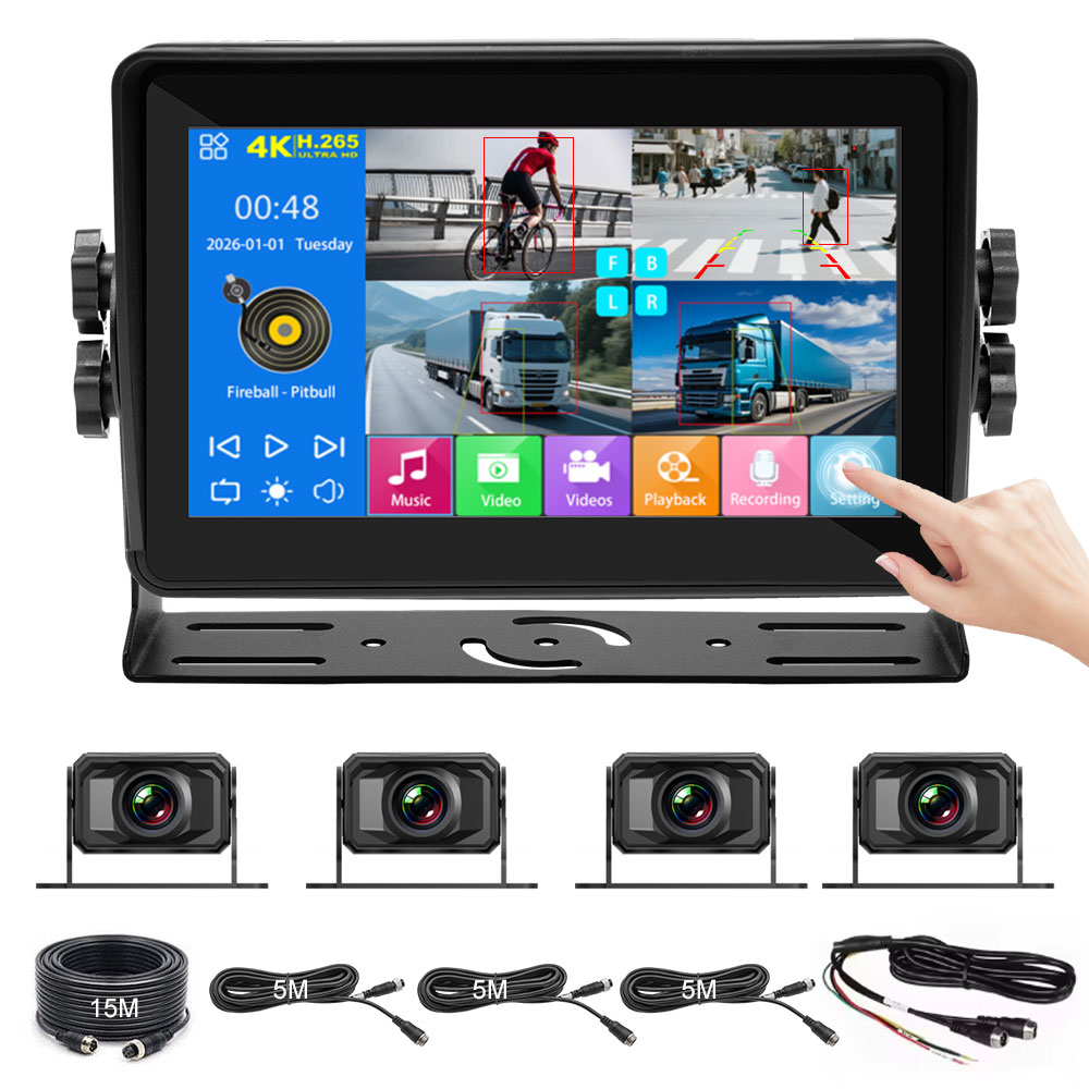 Pantalla negra de 7 pulgadas + 4 cámaras