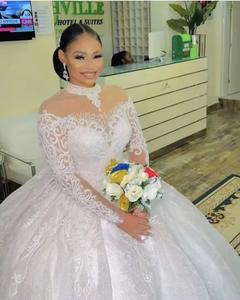 NDB10470 Abito da Sposa, Vestito da Cerimonia, Gonna Vaporosa, Scollo a V, Sexy Schiena Scoperta, Elegante in Pizzo con Maniche Lunghe - Product Image 5