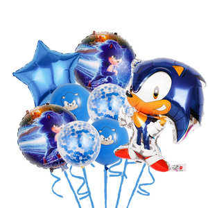 Juego de globos de aluminio <span class=keywords><strong>Sonic</strong></span> con diseño <span class=keywords><strong>Sonic</strong></span> Speedster-Cinco piezas para decoración de fiesta de <span class=keywords><strong>cumpleaños</strong></span>. - Product Image 4