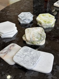 ที่รองแก้วหินอ่อนธรรมชาติสีเขียวเทาหินขาวมีสไตล์อุปกรณ์ตกแต่งบ้าน - Product Image 5