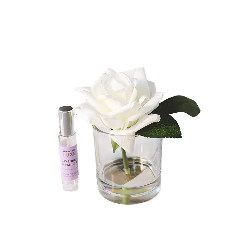 Benutzer definierte luxuriöse personal isierte Hochzeit Keramik Diffusor Souvenir duftenden Blumen Reed Diffusor mit 20ml Aroma therapie Öl Spray