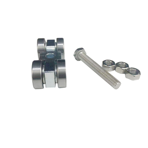 Rail de guidage en acier allié pour porte coulissante, <span class=keywords><strong>chariot</strong></span> à <span class=keywords><strong>4</strong></span> <span class=keywords><strong>roues</strong></span> robuste, silencieux, boulon ASTM M10, 3 écrous - Product Image 1