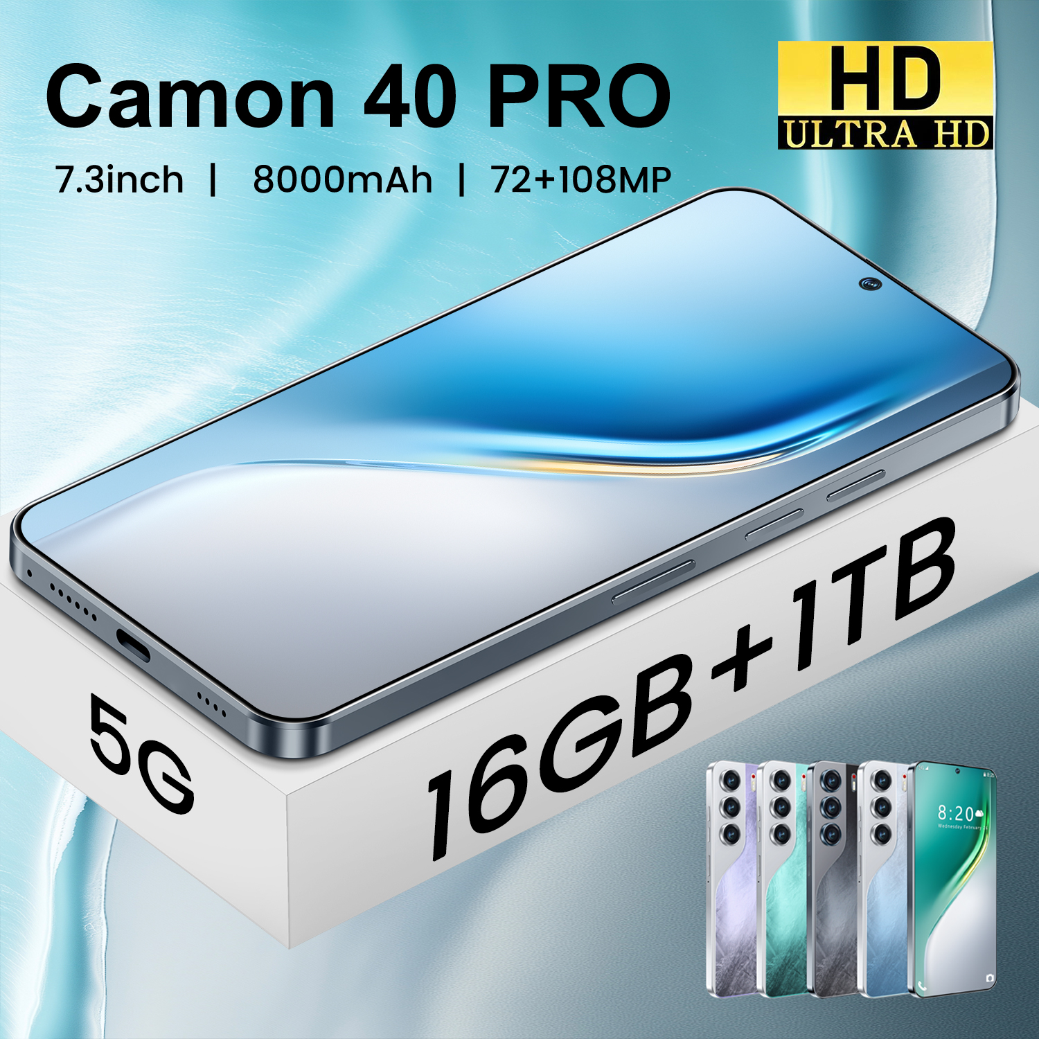 CAMON 40 Pro 5G Dual SIM Free Global 版 Tecno Camon 40 Pro 5G - Unlocked Smartphone with 7-Inch Display