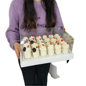 Nouvelles boîtes à cupcakes et gâteaux miniatures circulaires personnalisables en papier transparent enduit biodégradable fait main avec 6/12/24 trous - Product Image 1