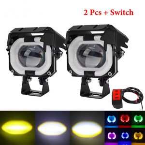 ไฟหน้าเสริมมอเตอร์ไซค์ LED 12V ไฟตัดหมอกขนาดเล็ก 2 เลนส์ พร้อมสวิตช์สำหรับติดตั้งเพิ่มเติม - Product Image 1