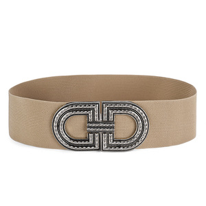 Nouvelle <span class=keywords><strong>ceinture</strong></span> élastique extensible vintage pour femmes avec boucle en diamant pour robes - Product Image 4