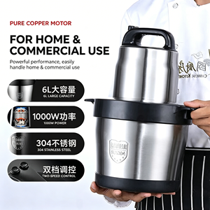 1000W 6L Hachoirs À Viande Électrique <span class=keywords><strong>Hachoir</strong></span> <span class=keywords><strong>Hachoir</strong></span> 4 Lames Auto Food Mixer Blender Cuisine Cuisson Machine En Acier Inoxydable Argent - Product Image 2