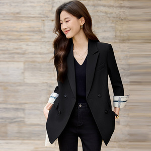 Women's Grey Blazer With Turn Up Sleeve Solid Color Polyester Anti-Wrinkle Professional Casual Commuting Top - Product Image 5