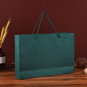 White paper card dark green red orange white blue pink cardboard backing board three-strand rope gift tote bag