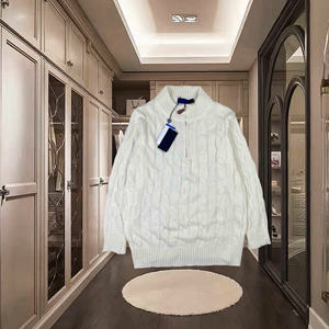 Suéter de punto de otoño e invierno de gran venta para hombres y mujeres pareja, cuello alto, bordado, suéter de media cremallera para mujeres - Product Image 3