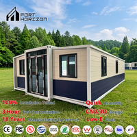 Maison de luxe personnalisée en conteneur de 20/40 pieds, extensible, en panneaux sandwich en acier léger, résistante aux ouragans et aux tremblements de terre, avec cuisine intégrée