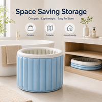Baignoire isolante pour bébé avec corps rond en PVC pliable et drain latéral bas pour un rangement compact à la maison, Marque privée