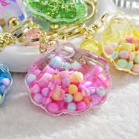 Porte-clés BSBH Fashion, mignon, en acrylique, découpé, design, pendentif pour sac, huile liquide à effet sable mouvant, perle colorée flottante, coquille, porte-clés pour voitures