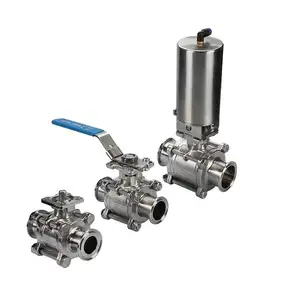 QINFENG Full Port Tri-clamp SS304 SS316l Stainless Steel PTFE Encapsulated/Half-pack Manual 3pc Ball Valve For Food And Beverage