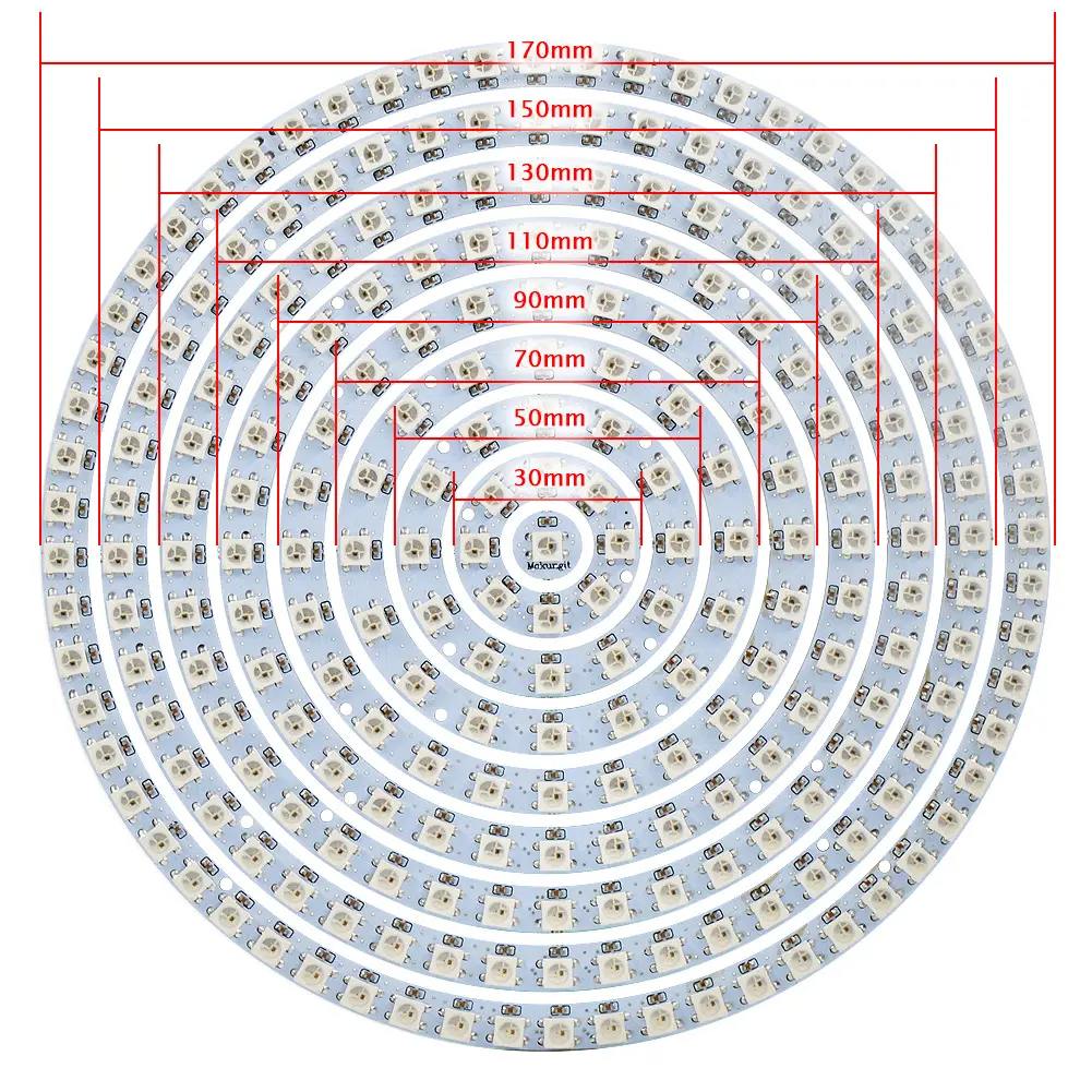 Кольцевой светодиодный светильник WS2812B, 5 В, 5050 RGB, 8, 12, 16, 24, 32, 40, 48, 60, 93, 241 светодиодов, индивидуально адресуемый пиксельный модуль, лампа