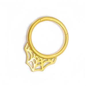 Spider Web Seamless Hoop <b>Earrings</b> Gold Stainless Steel Nose Ring Septum <b>Piercing</b> Jewelry Everyday Wear - Product Image 3