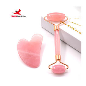 Rouleau de massage facial en quartz rose et Gua Sha en jade pour la beauté du visage, meilleur vendeur à prix réduit pour les achats mixtes, rose - Product Image 2