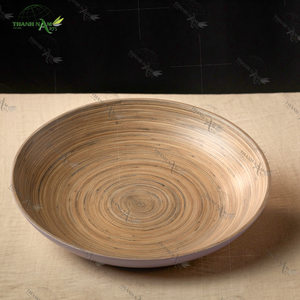 Assiette ronde en bambou biodégradable-Vaisselle écologique faite à la main pour une présentation durable des repas et des aliments - Product Image 3