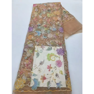 Bán Buôn Tùy Chỉnh Thêu Ren Sequin Ăn Mặc Hoa Hạt Vải Với Hạt Thêu Ren Vải Cho Đảng Wedding Dress - Product Image 1