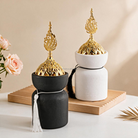 Brûleur d'encens en céramique blanche avec pompon, brûleur d'encens traditionnel, style chinois et arabe, objet décoratif pour la maison, culture artistique