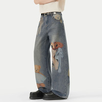 Design de mode original et novateur - Nouveau motif d'ours 3D, marque américaine tendance, jeans de haute qualité pour hommes et femmes
