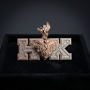 Pendentif personnalisé avec 3 lettres en argent 925 plaqué or rose, entièrement serti de moissanite, style hip-hop, avec photo souvenir - Product Image 4