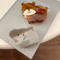YJL Accessoires pour cheveux pour femmes en stock, pince à cheveux personnalisée en acétate avec motif animal mignon (ours, éléphant) de 7,5 cm, vente en gros