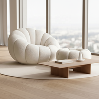 Fauteuil paresseux en mousse haute densité compressée, style nordique, petit fauteuil individuel crème confortable et personnalisable