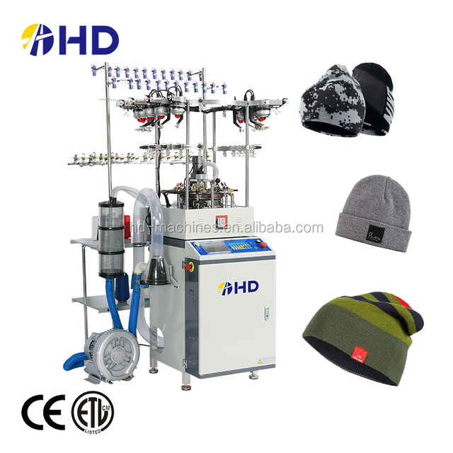 HD Brand High Speed Double Jacquard Weft Hat Sewing Circular Knitting Machine with Motor & Gear