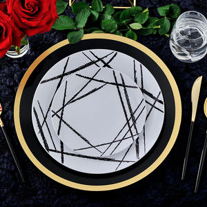 Piring gaya marmer plastik sekali pakai makanan makan malam pabrikan Tiongkok - Product Image 3