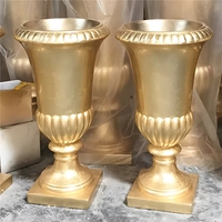 Vas Lantai Besar Warna Emas Berlapis Foil, Dekorasi Pameran Seni, Pot Bunga Lobi, Ornamen Pot Bunga