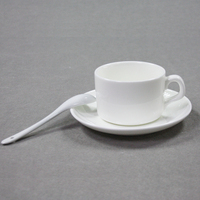 Ensemble de tasses à café vierges pour sublimation de 5 oz avec assiette et cuillère, tasse en céramique pour impression par transfert thermique DIY