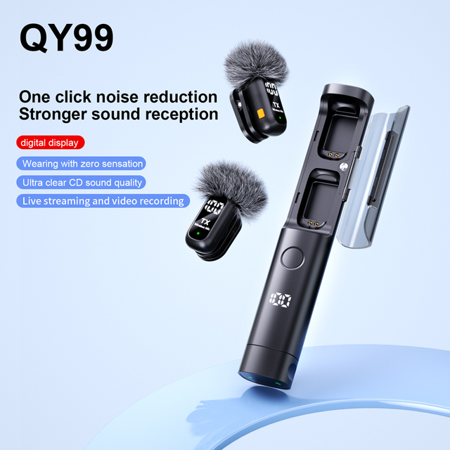 2026 New Model QY99 Mini AI Wireless Microphone Professional Magnet Lapel Microphone 2 Channel Wireless ANC Microphone