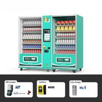 Distributeur automatique double grande capacité, distributeur automatique de boissons et d'aliments en libre-service avec paiement par pièces/jetons/espèces