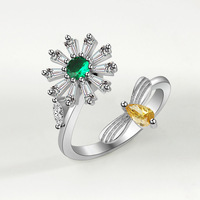S925 Sterling Silver Spin Bee Honey Ring pour les femmes Anxiété Soulagement de la pression Conception de rotation pour le mariage et la fête