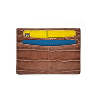 Porte-cartes de crédit et d'identité de luxe pour homme, personnalisé avec logo, en cuir véritable Saffiano gaufré croco, avec blocage RFID