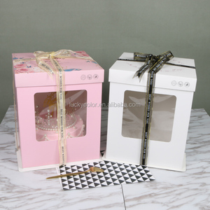 Luxury Custom Mini Wedding Transparent Bento Tall Cup Clear Cake Boards And Boxes Slice Packaging Box Custom With Lid Window