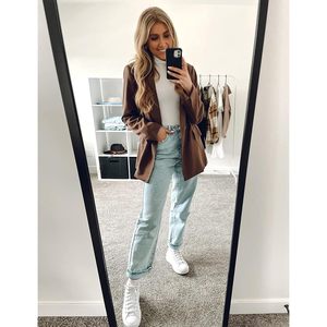 2025 chaquetas Blazer de manga larga para mujer trajes de negocios de punto con decoración de botones elegante e informal para trajes de oficina de trabajo - Product Image 2