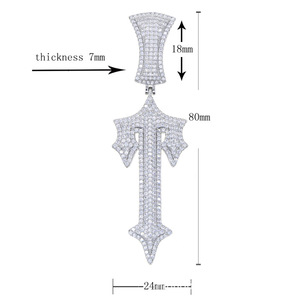 2025 il nuovo Hip Hop incrostato di zircone si presenta in uno stile Pop <span class=keywords><strong>Rap</strong></span> con una catena da Tennis e un ciondolo a croce a catena cubana - Product Image 6