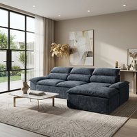 Canapé modulaire en velours capitonné en forme de L, sans structure, 3 places avec ottoman, pour salon, hôtel, villa