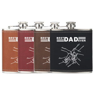 Bestman Gift 6oz 8oz Laserable PU Leather Coated Stainless Steel <strong>Hip</strong> <strong>Flask</strong> Gift Set with Shot Glass Funnel - Product Image 3